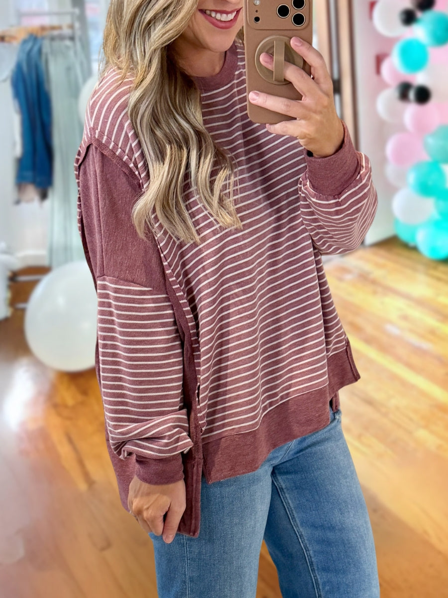 Stylish Striped Color-Block Pullover