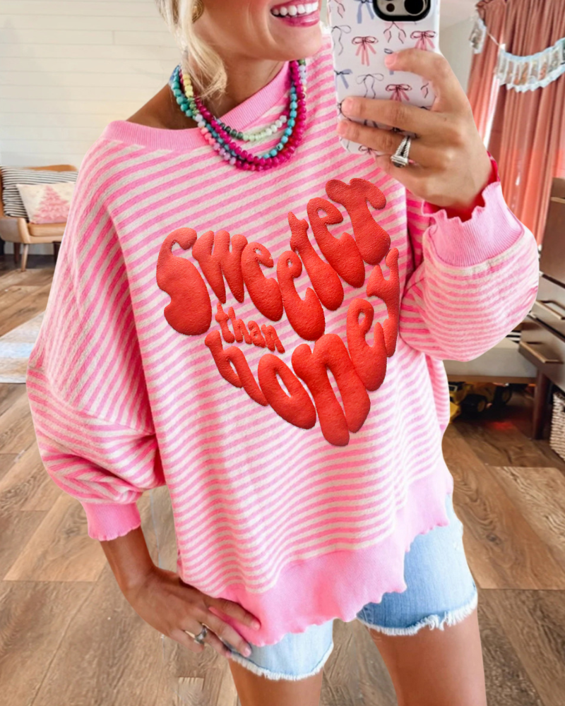 Sweeter Than Honey Striped Sweatshirt
