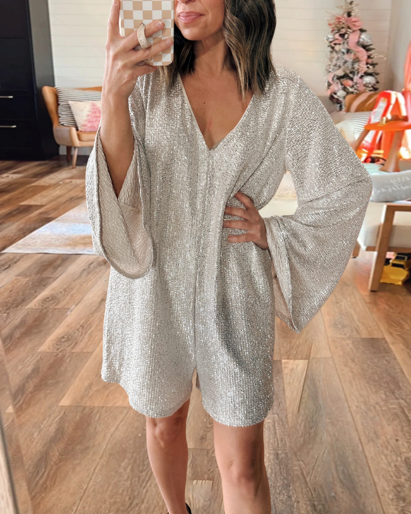 Trendy Foil V-Neck Jumpsuit