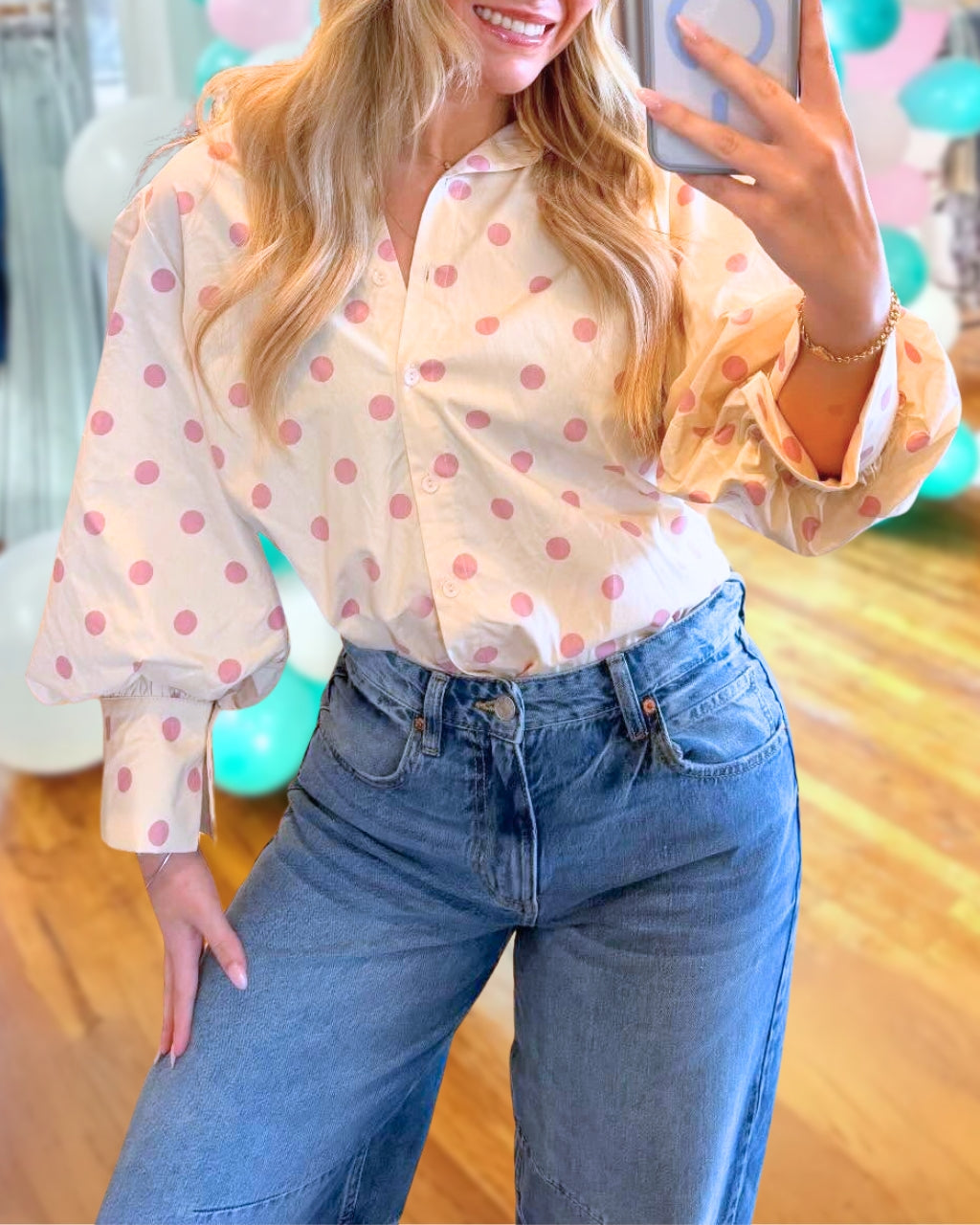 Stylish Polka Dot Poplin Shirt