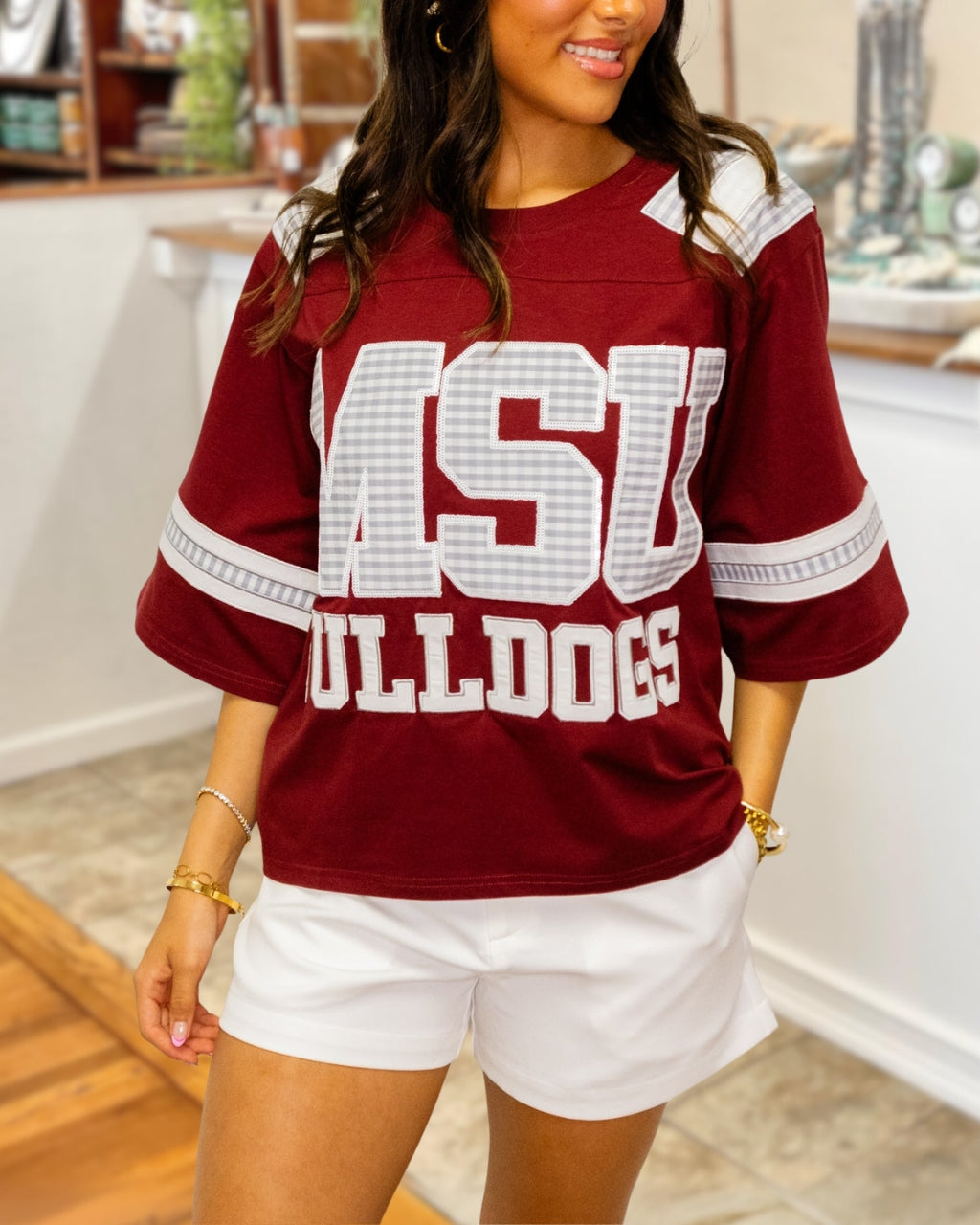 Throwback Style Gingham Oversized Tee