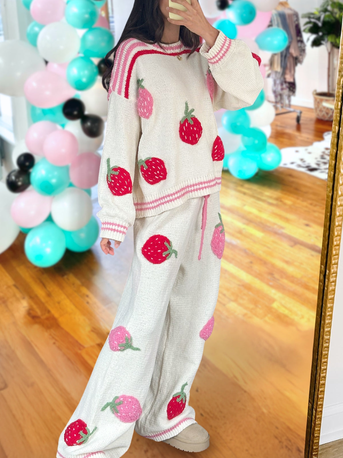 Sweet Strawberry Color-Block Pants