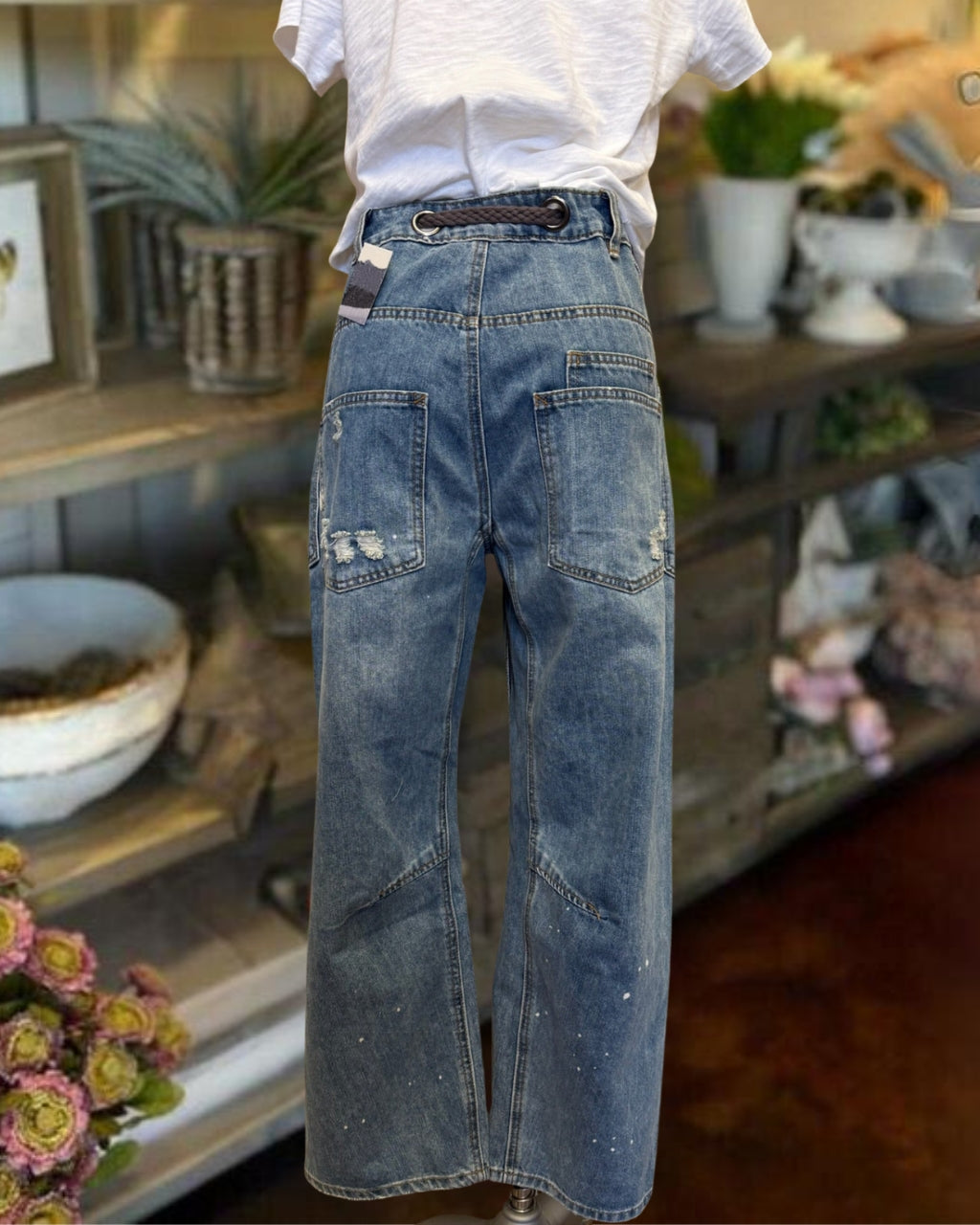 Ripped Paint Spotted Jeans