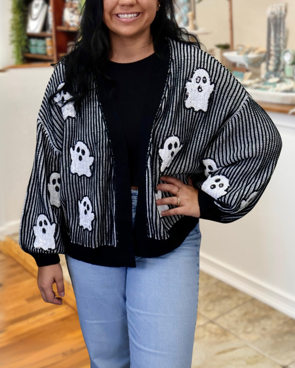 Ghost Sequin Striped Cardigan