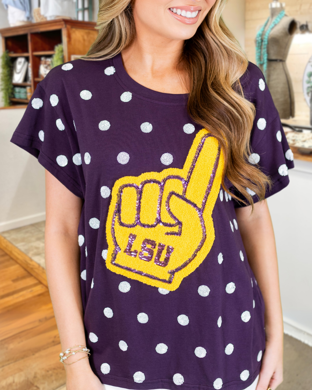 Foam Finger Polka-Dot Sequin Tee
