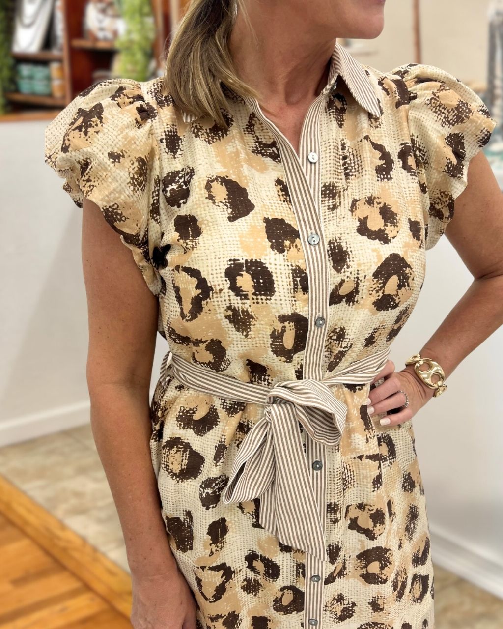 Leopard Striped Patchwork Maxi Dress