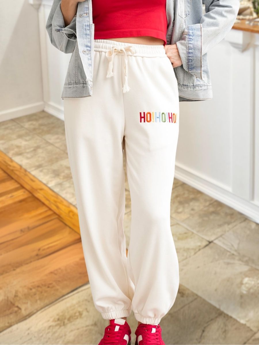 "Merry Christmas" Colorful Letter Print Pants