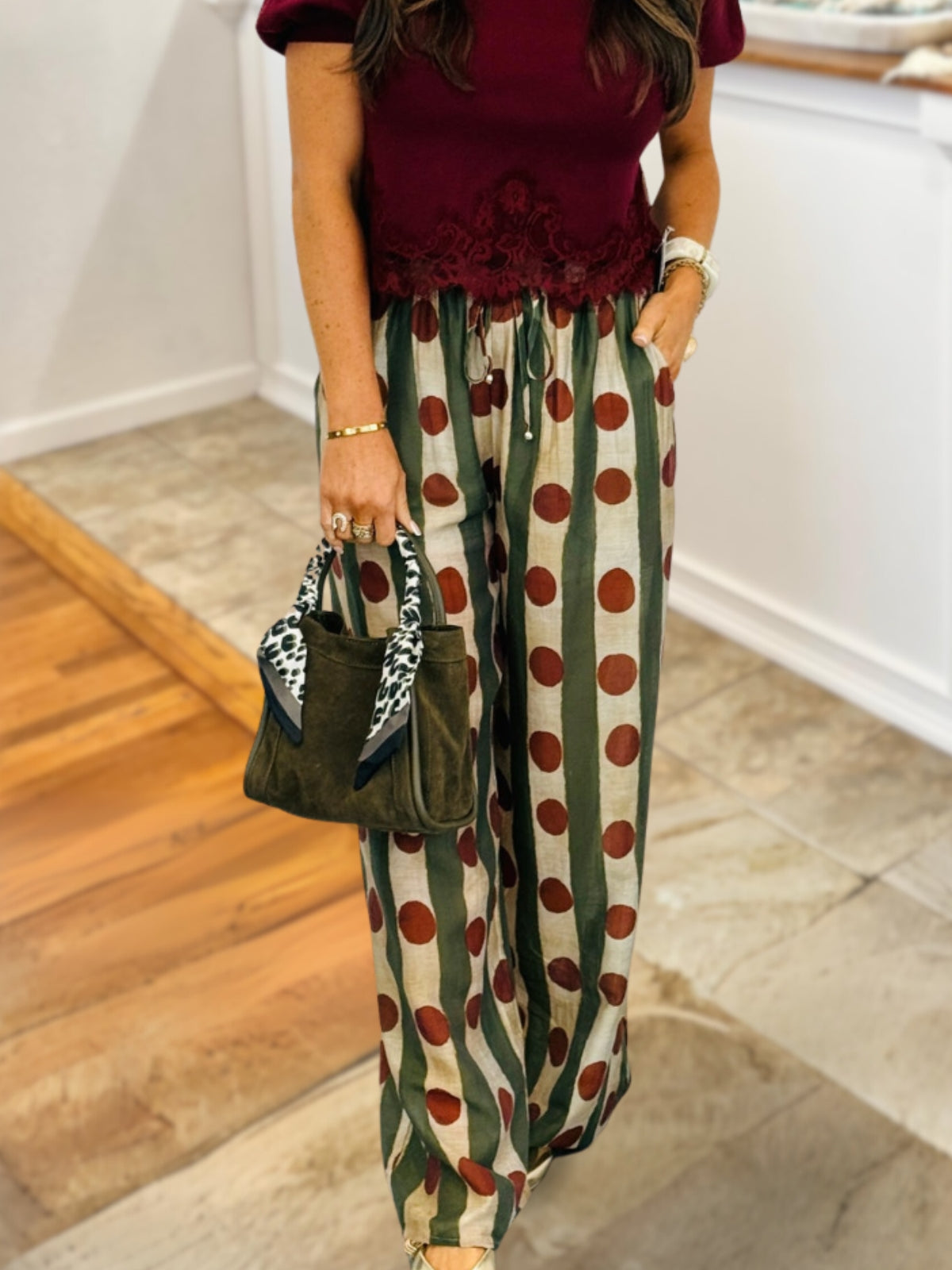Stylish Polka Dot Striped Pants