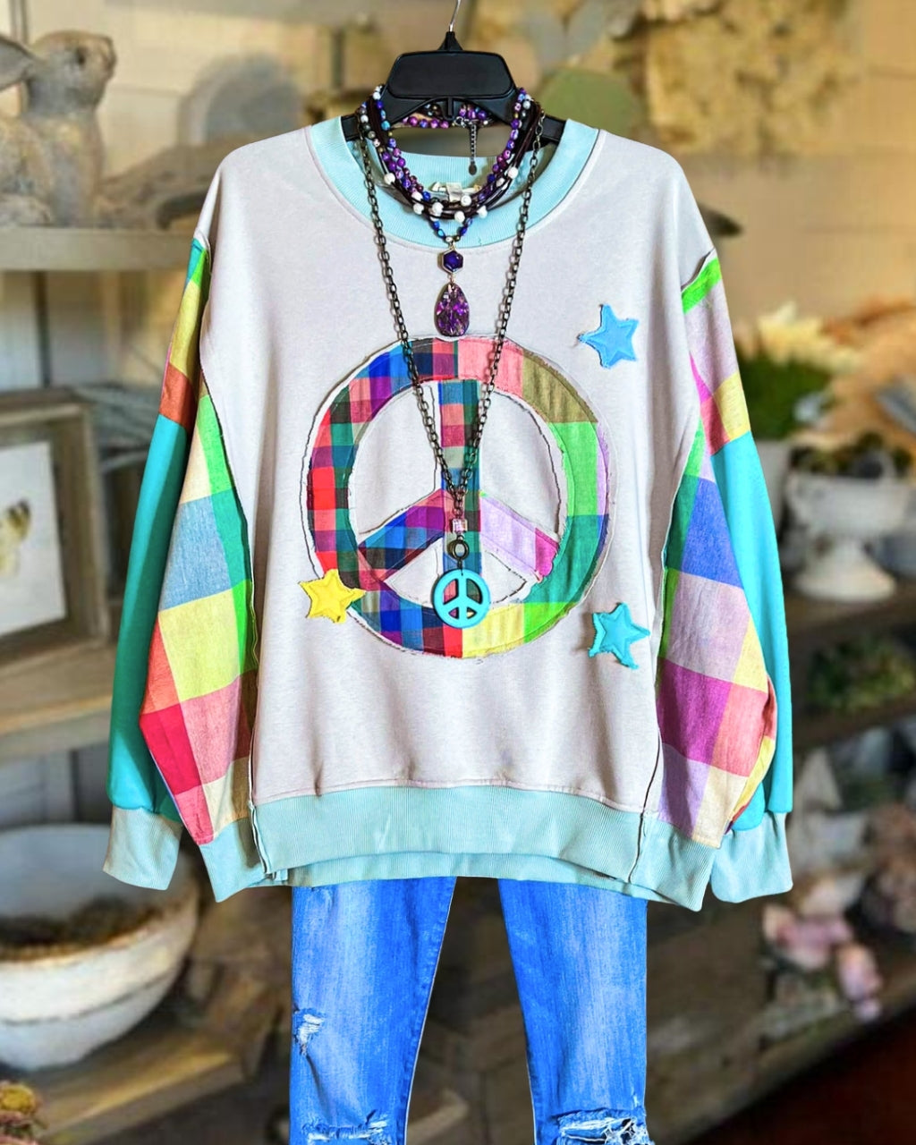 Peace Logo Patchwork Pullover