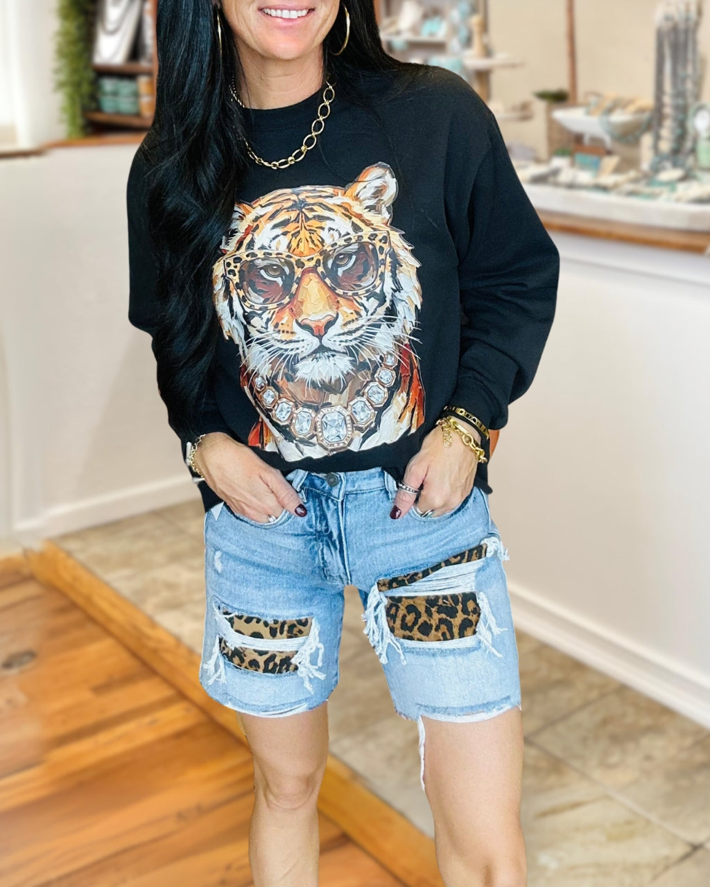 Fashionable Tiger Print Pullover