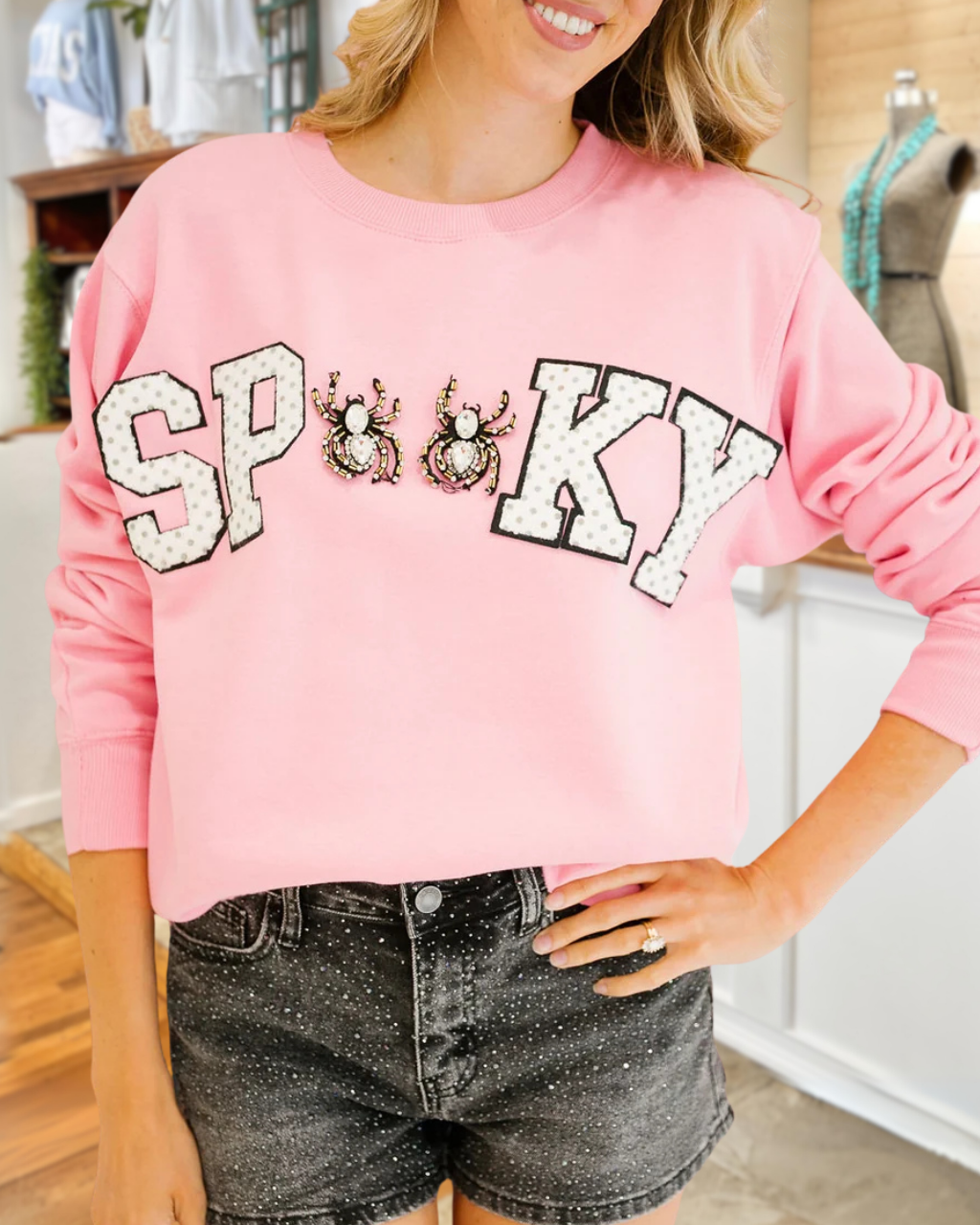 Quirky Spider Embroidery Pullover
