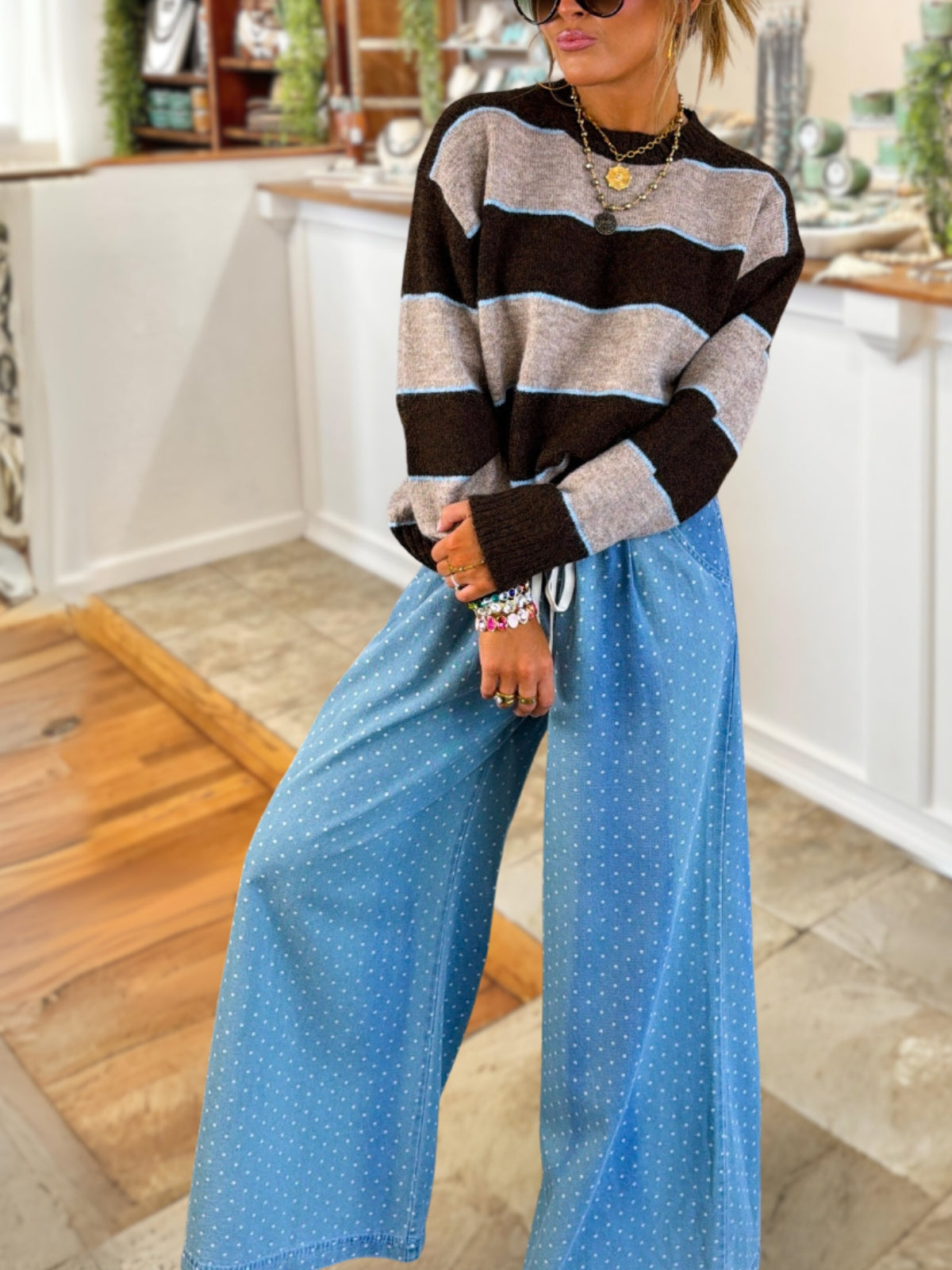 Cute Polka Dot Wide-Leg Pants