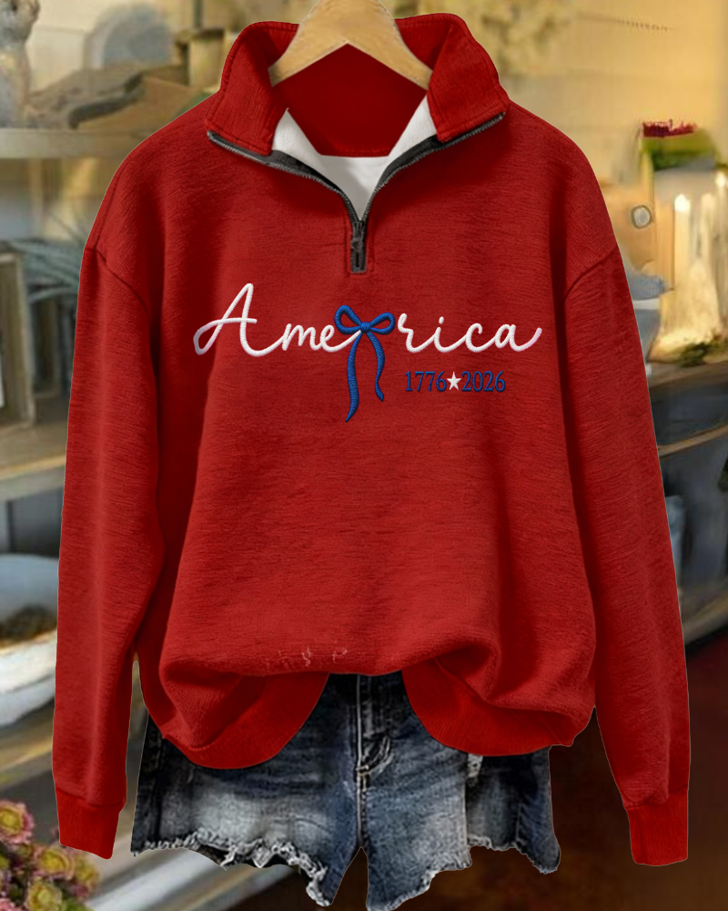 American Embroidered Half-Zip Pullover
