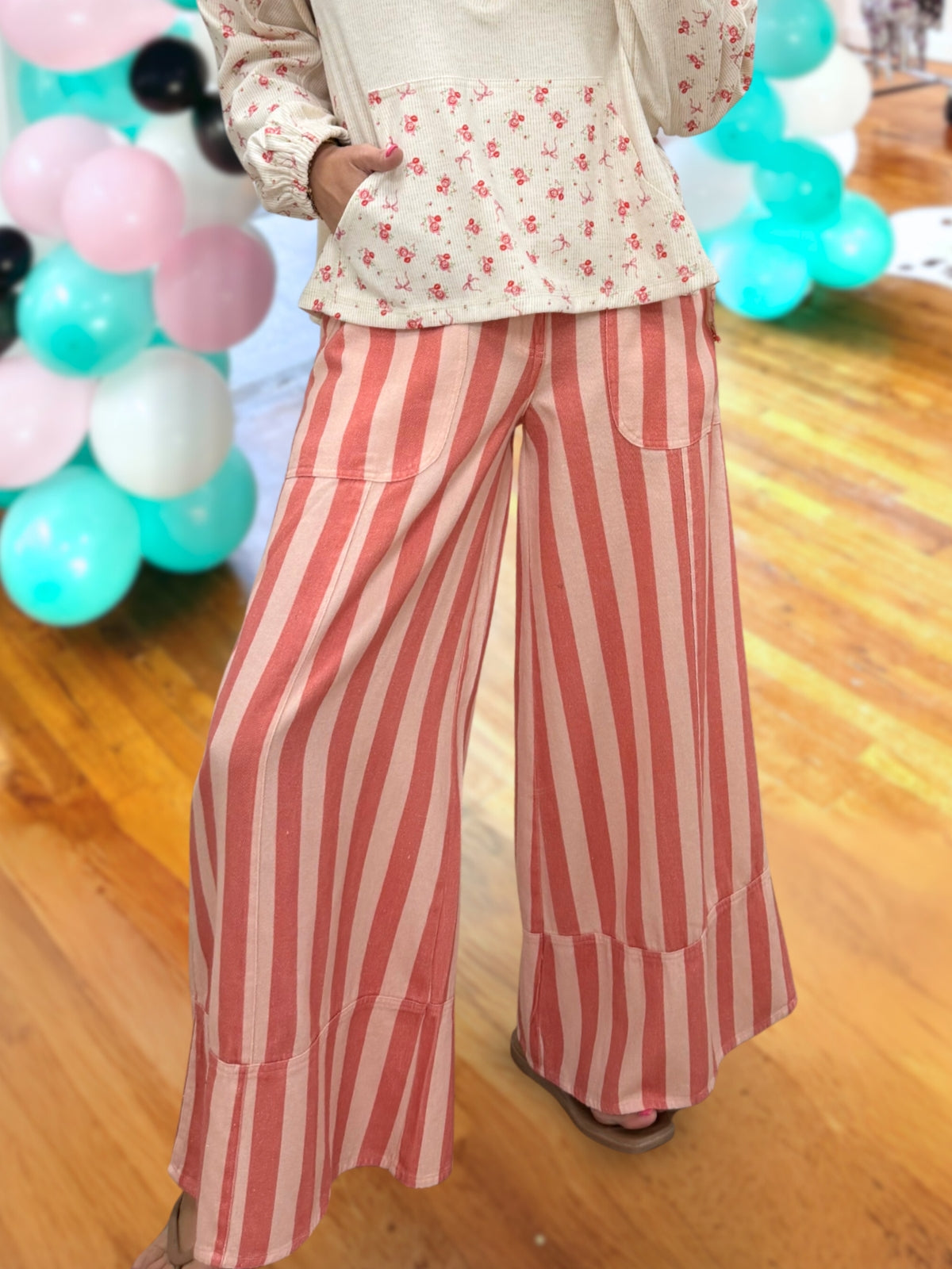 Casual Color-block Striped Pants