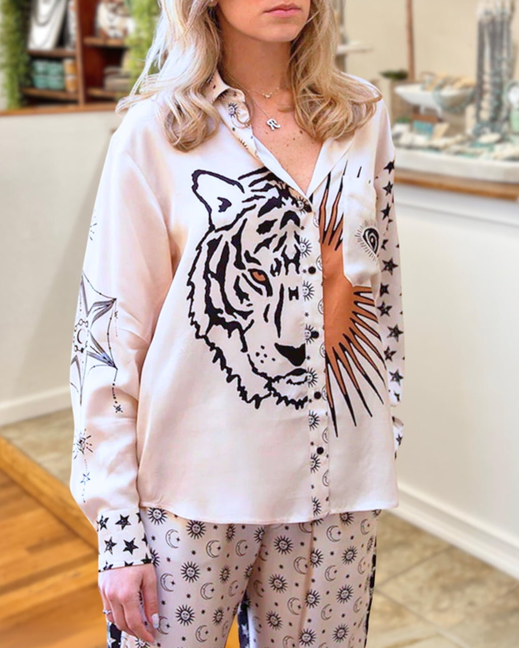 Tiger Star Sun Satin Blouse