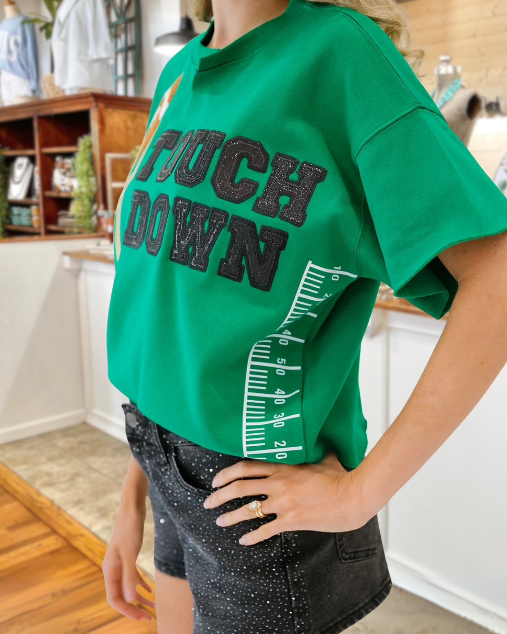 Touch Down Embroidered Field-Marker Top
