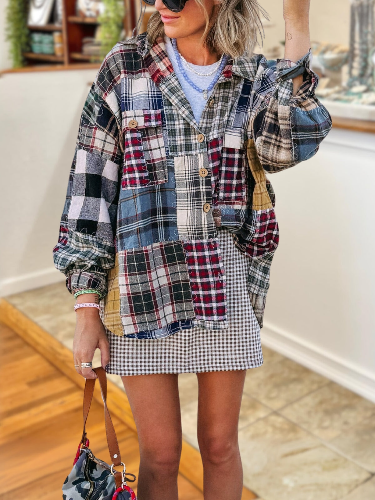 Trendy Multicolored Patchwork Shirt