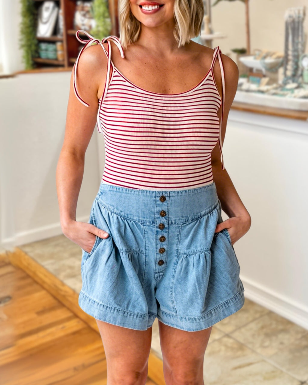 Stylish Front-button Denim Shorts