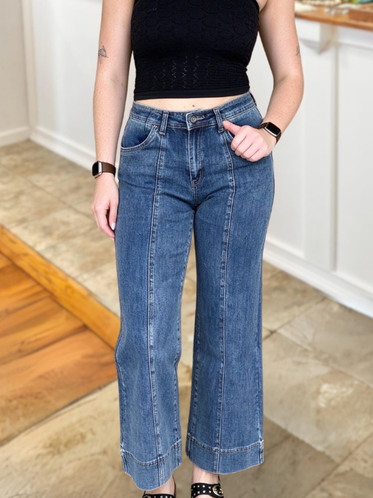 Comfortable Front-Seam Stretch Jeans