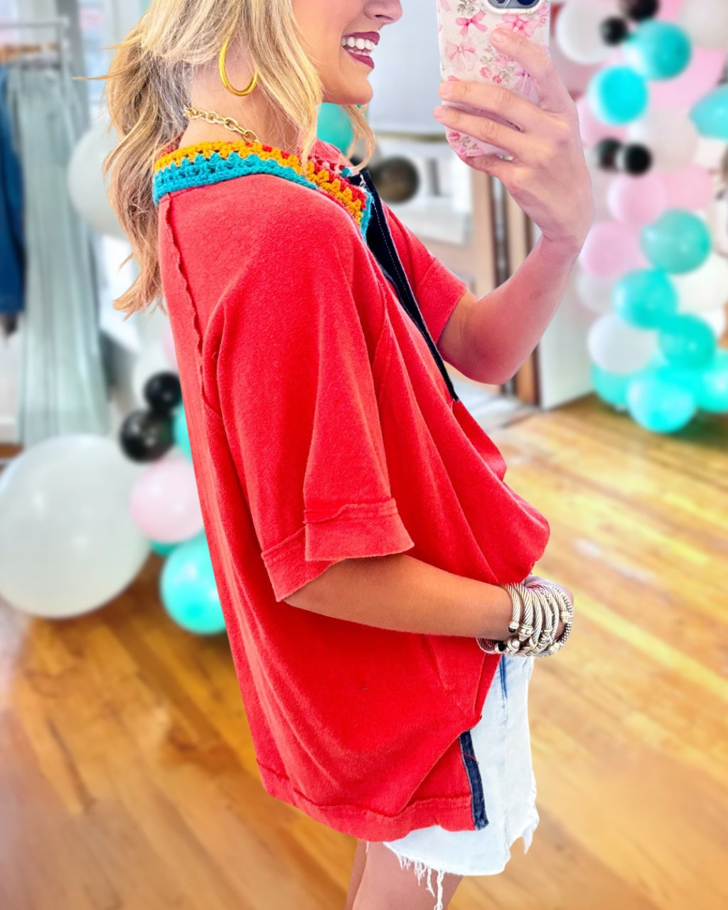 Rainbow Knit Collared Top