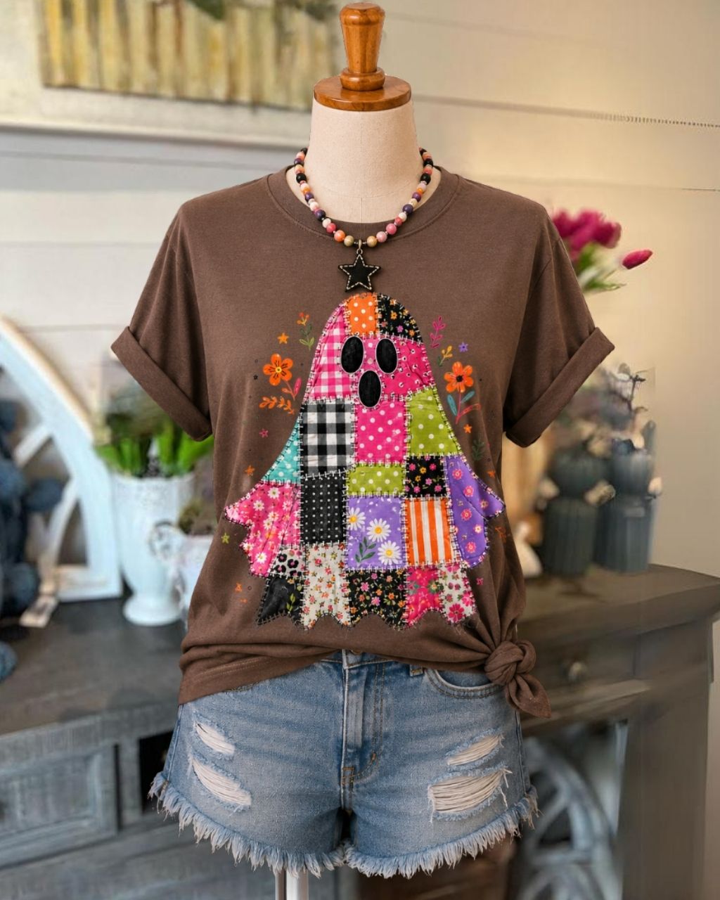 Halloween Vintage Floral Print T-shirt