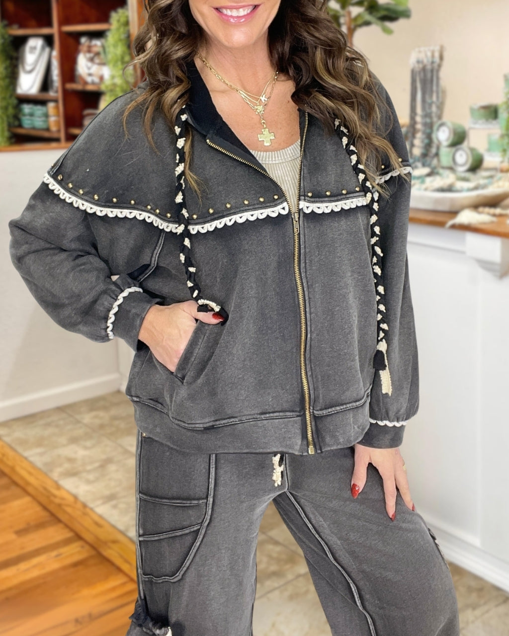 Studded Vintage Distressed Jacket