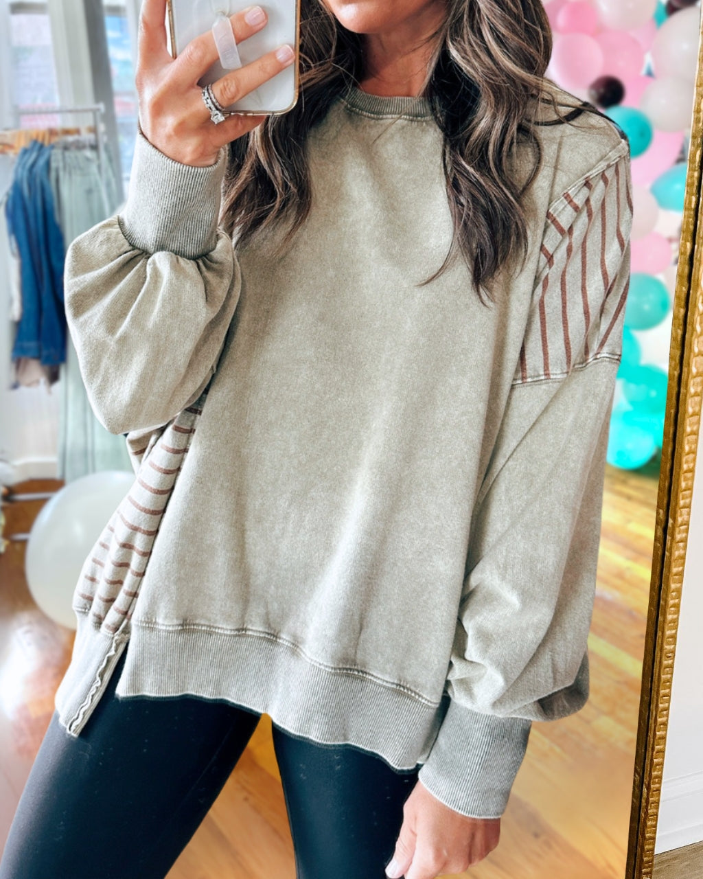 Striped Mineral Washed Pullover