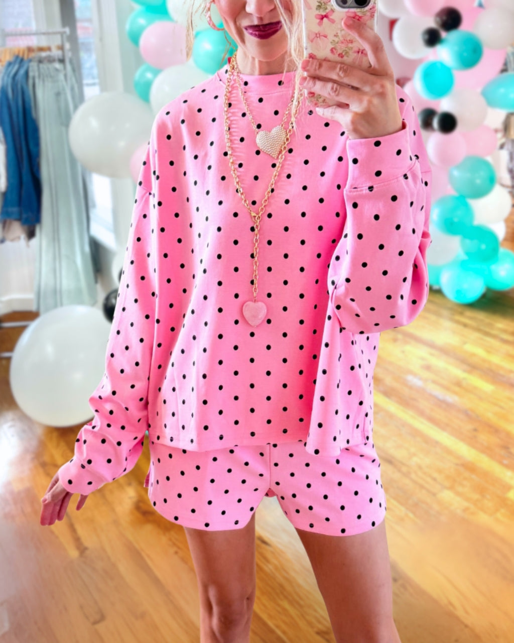 Casual Polka Dot Shorts Set