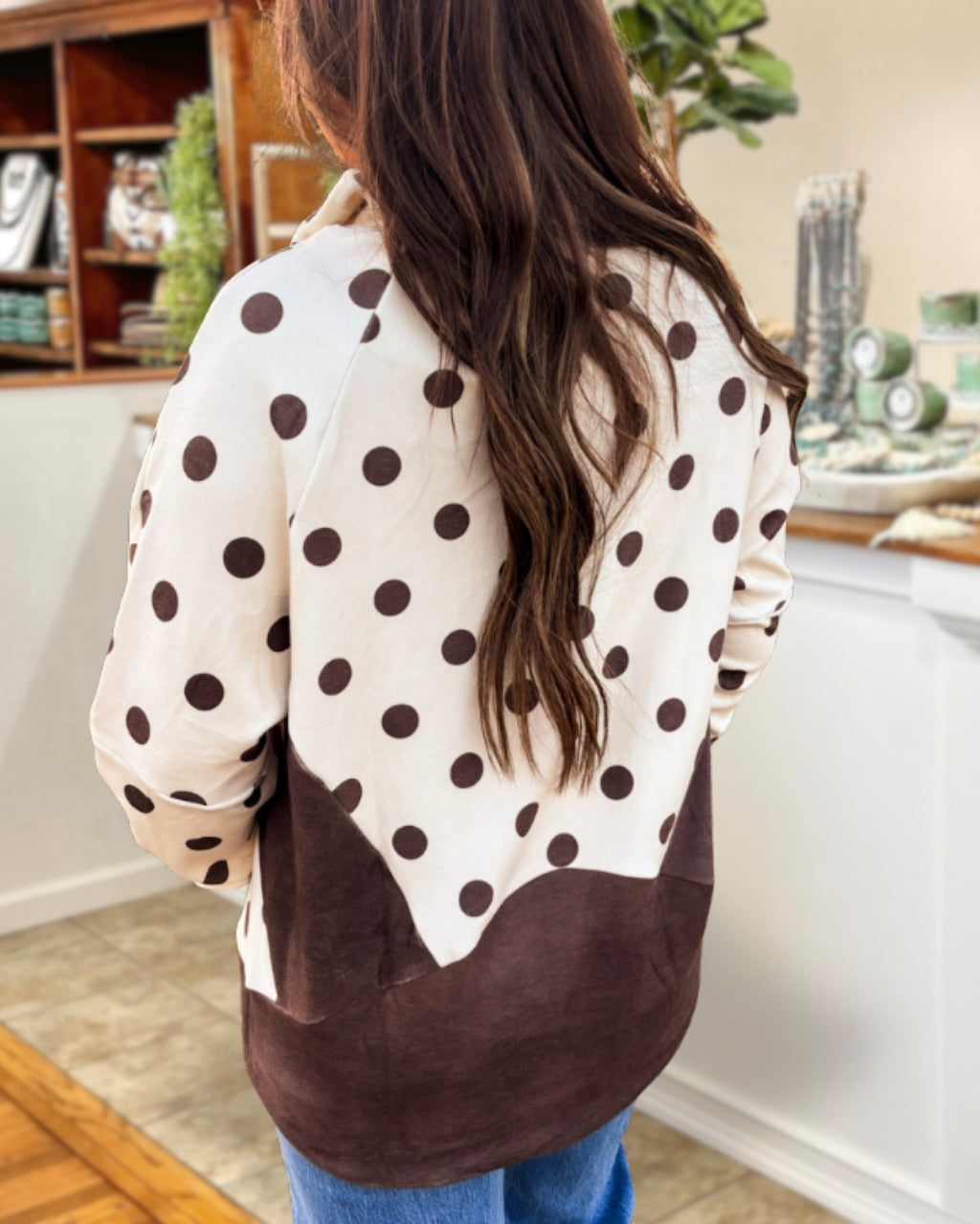 Coco Polka-Dot Half-Zip Pullover
