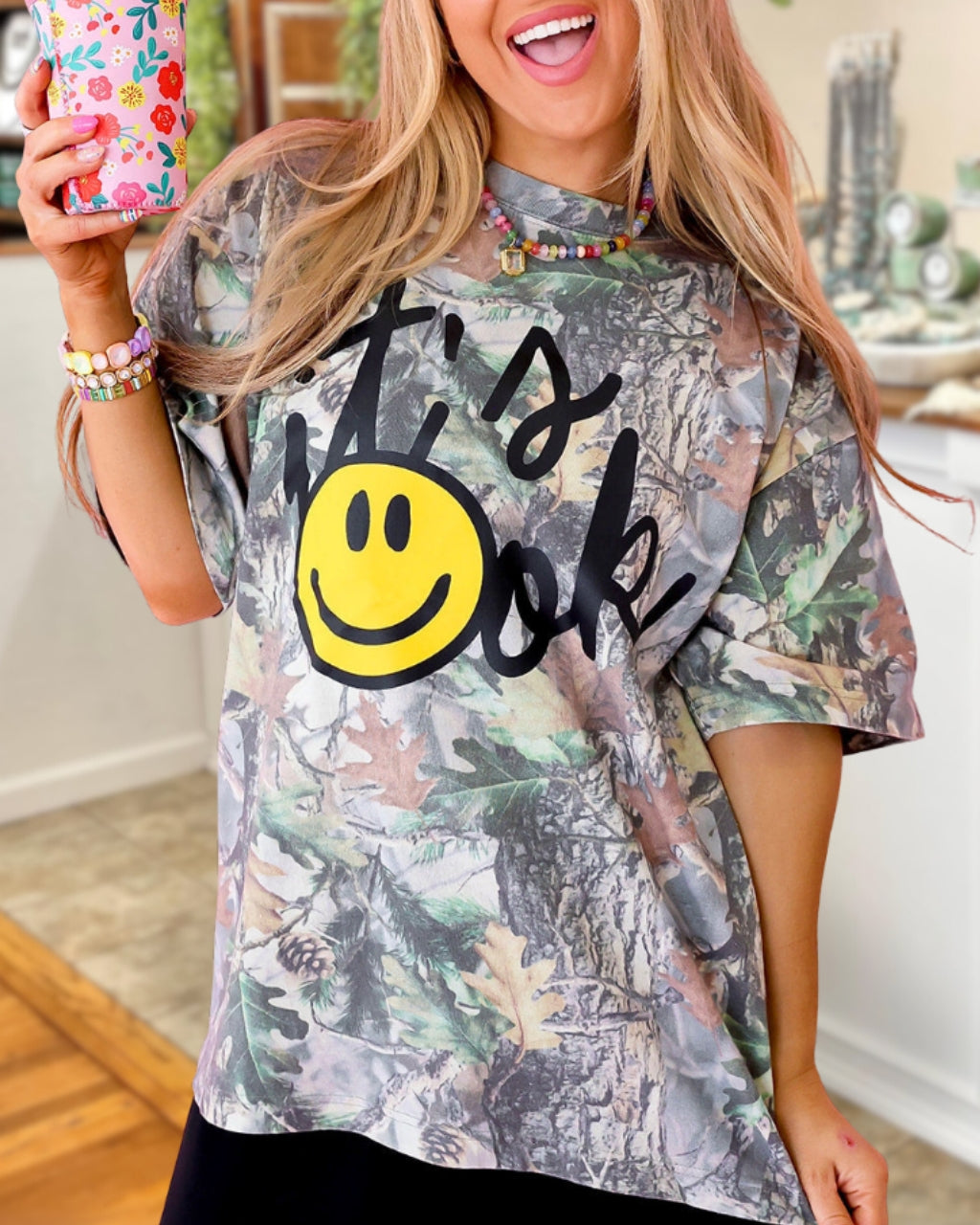 It's OK Smiley Face Camouflage T-shirt