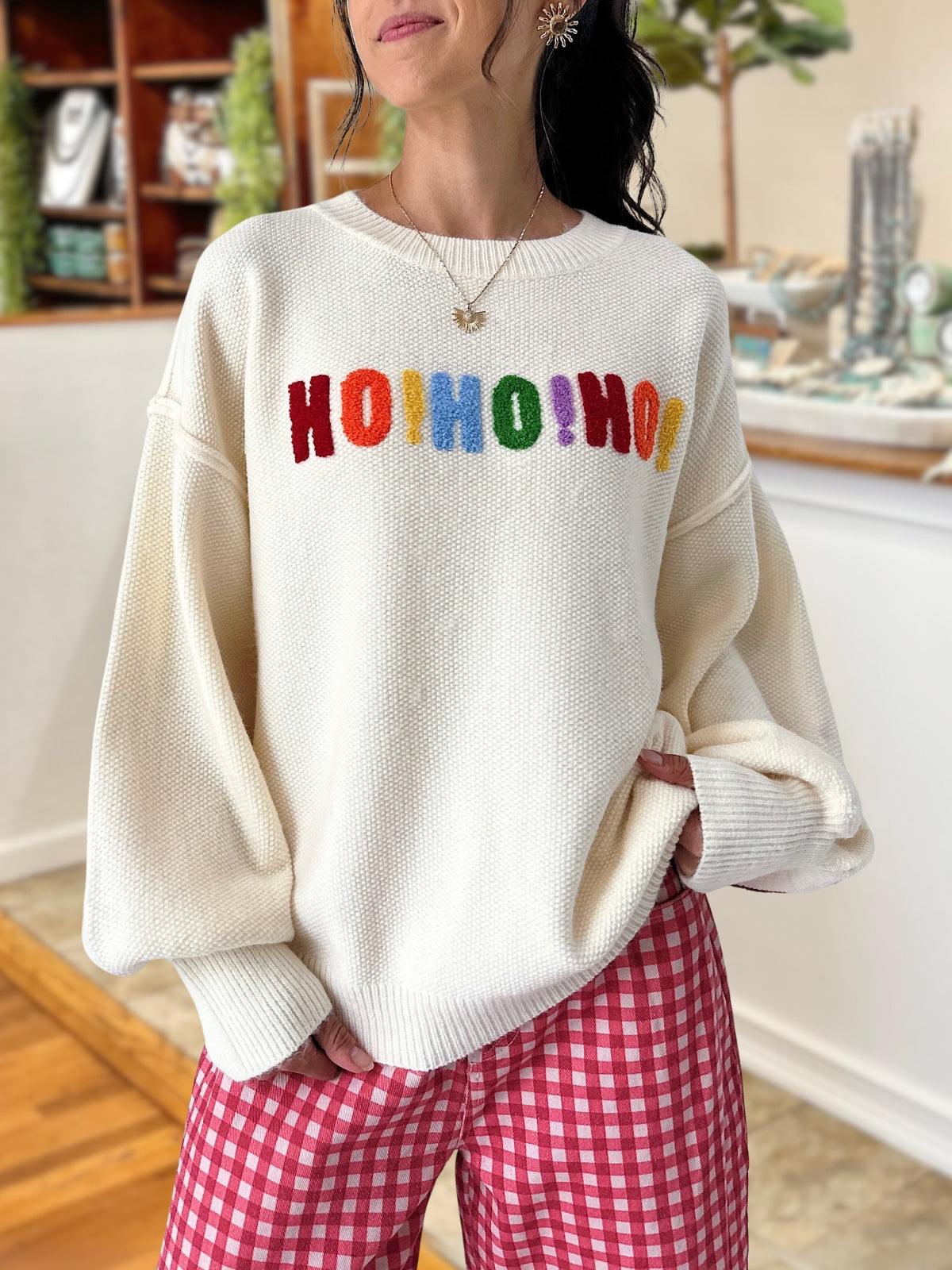Merry Christmas Colorful Embroidered Pullover