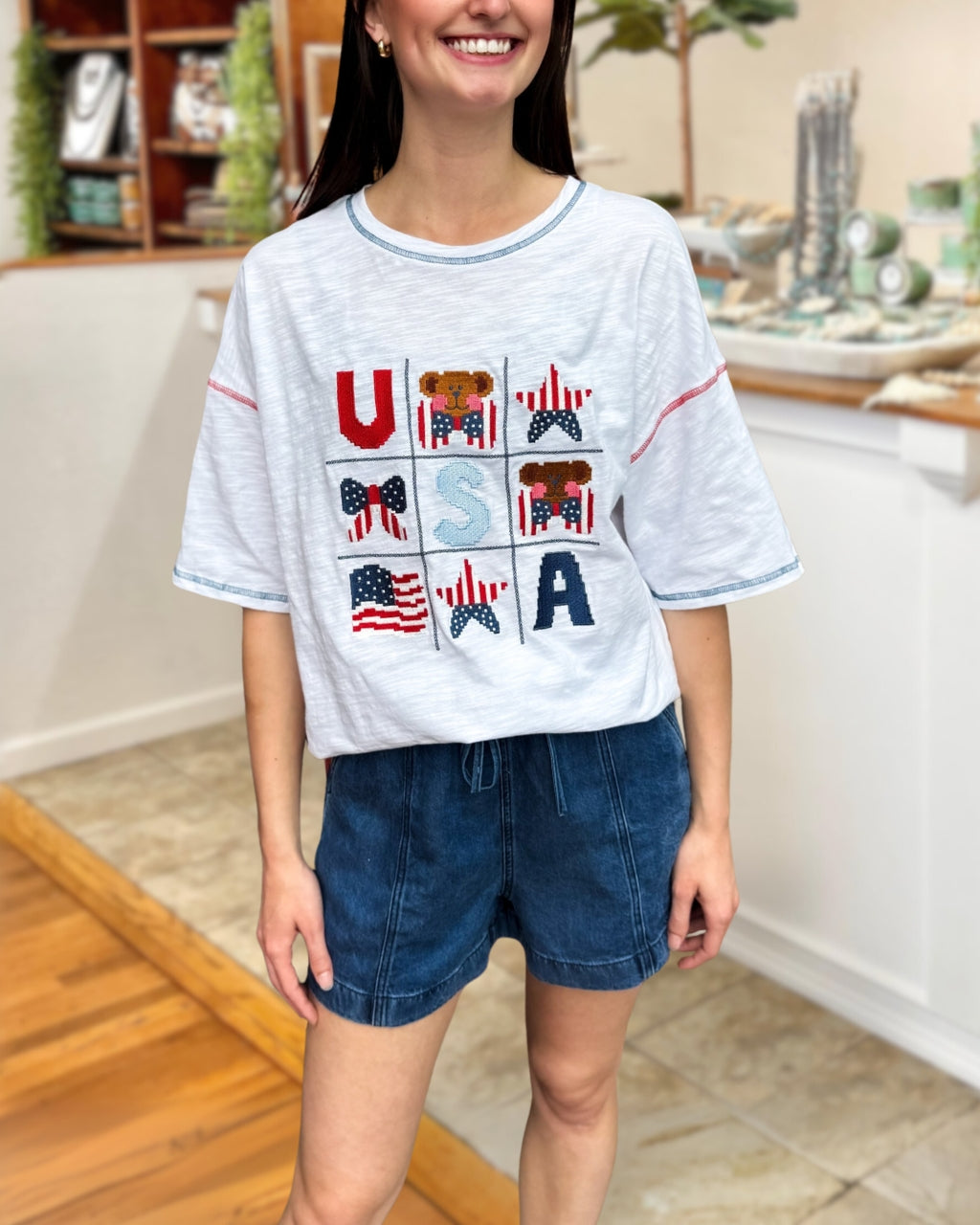 Teddy Bear American Flag T-Shirt