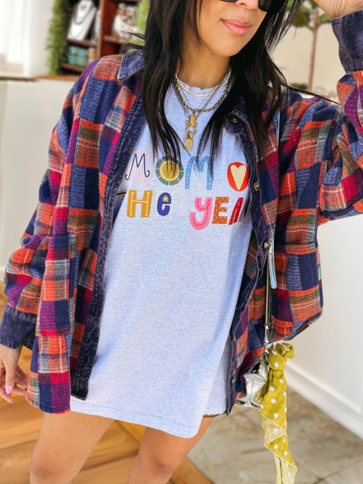 Retro Color-Block Plaid Wool-Blend Jacket