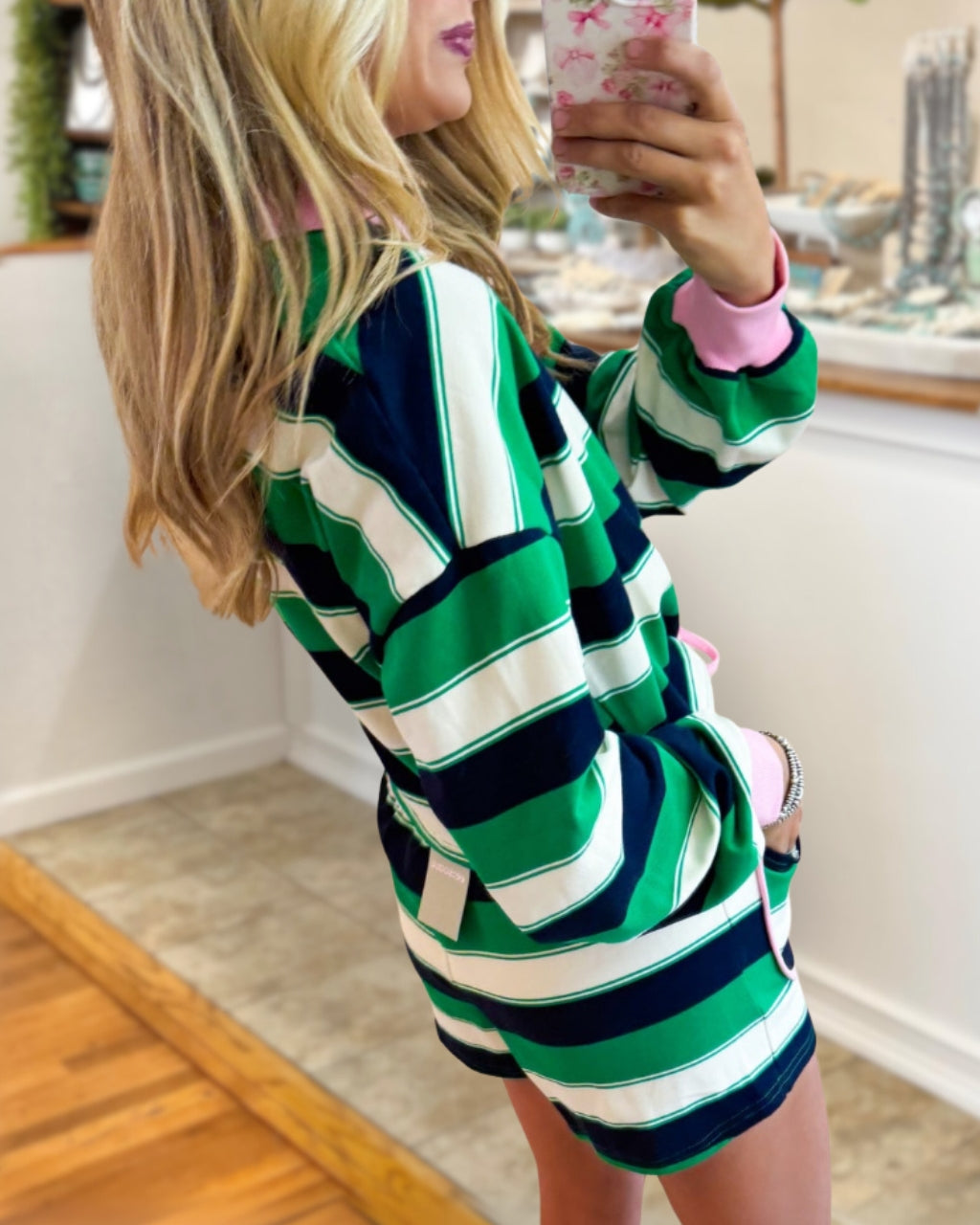 Colorblocked Striped Shorts Set