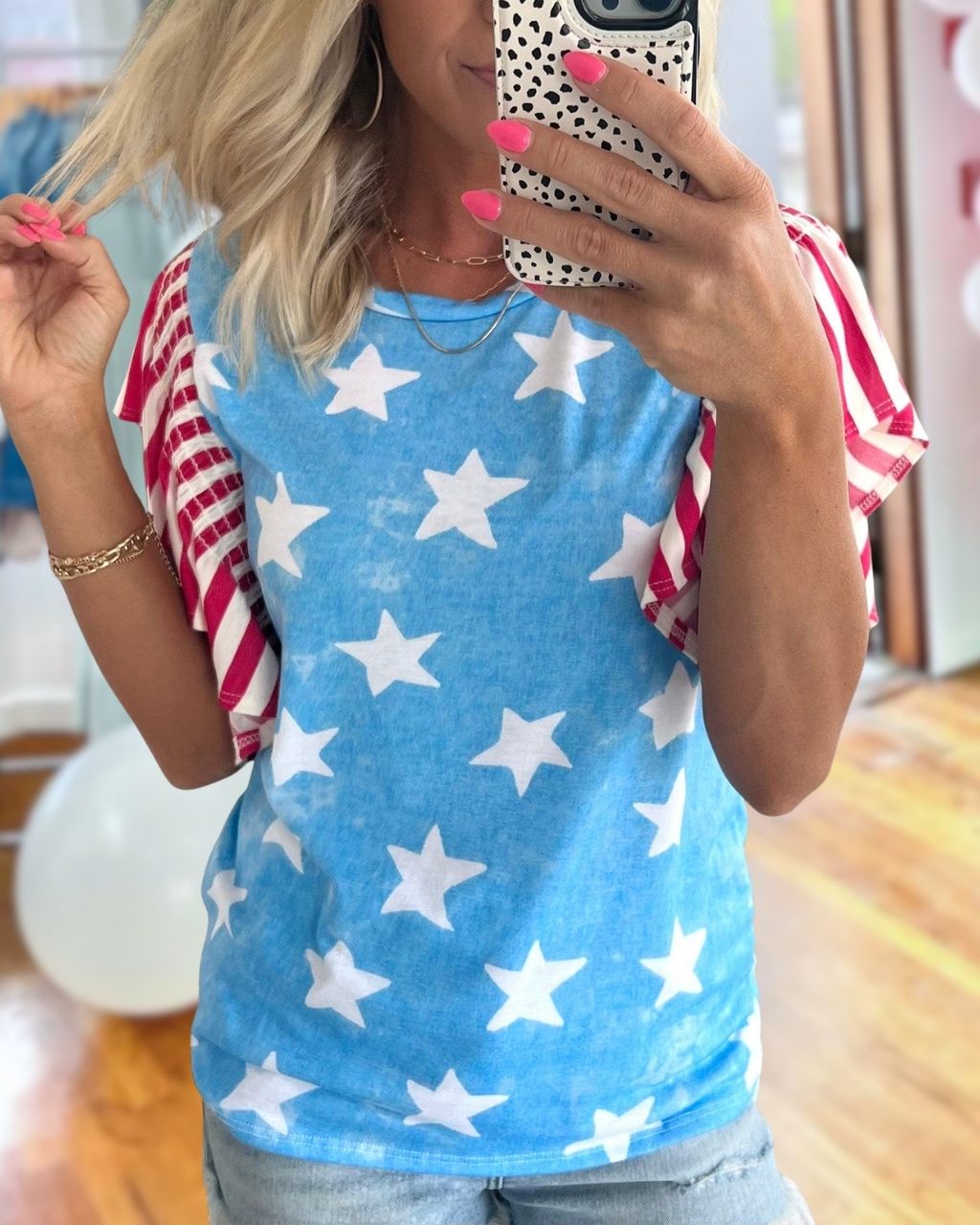 Star Striped Color-block Top