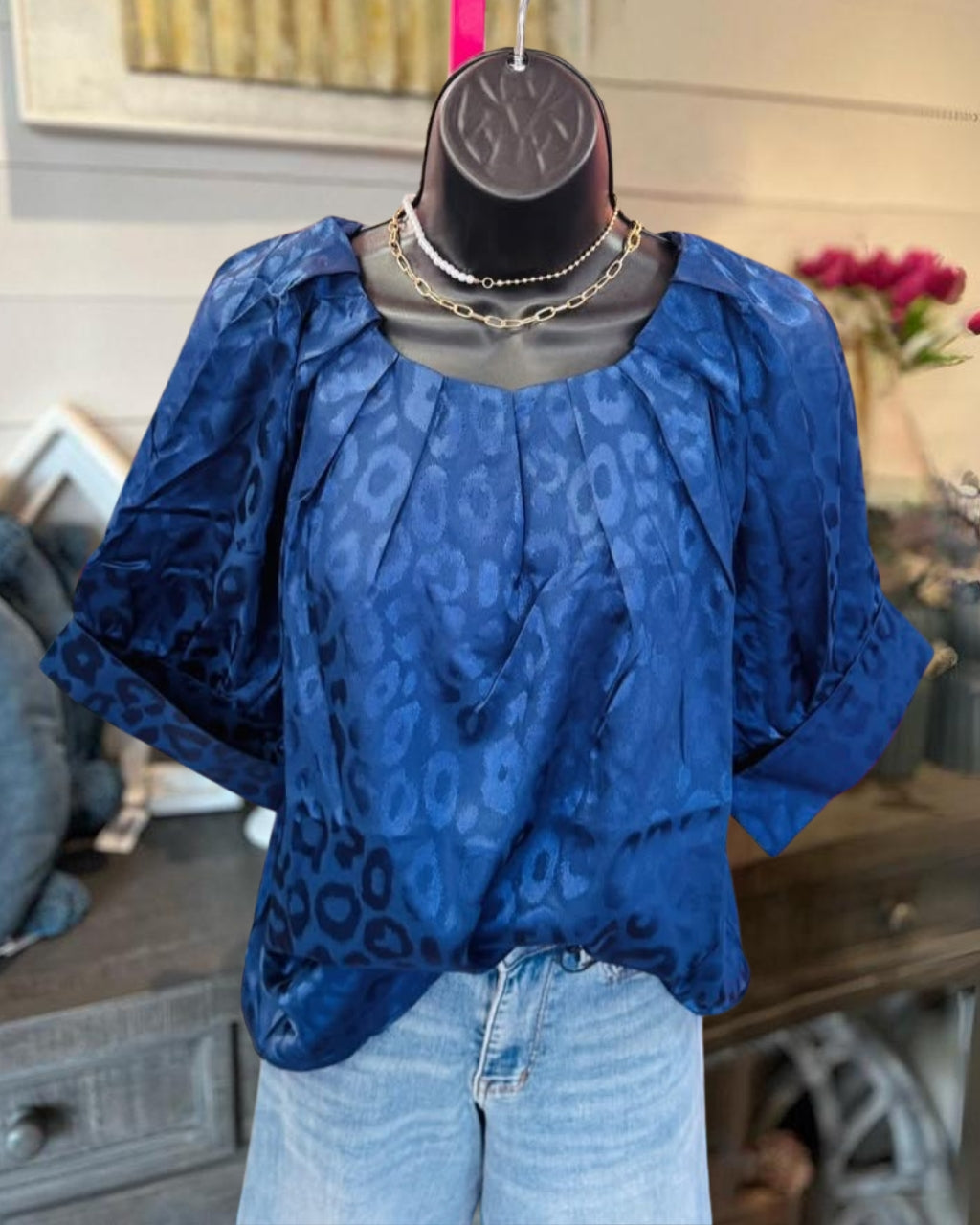 Ruffled Leopard Satin Top