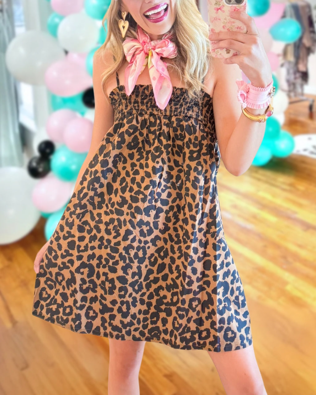 Leopard Pleated Slip Dress