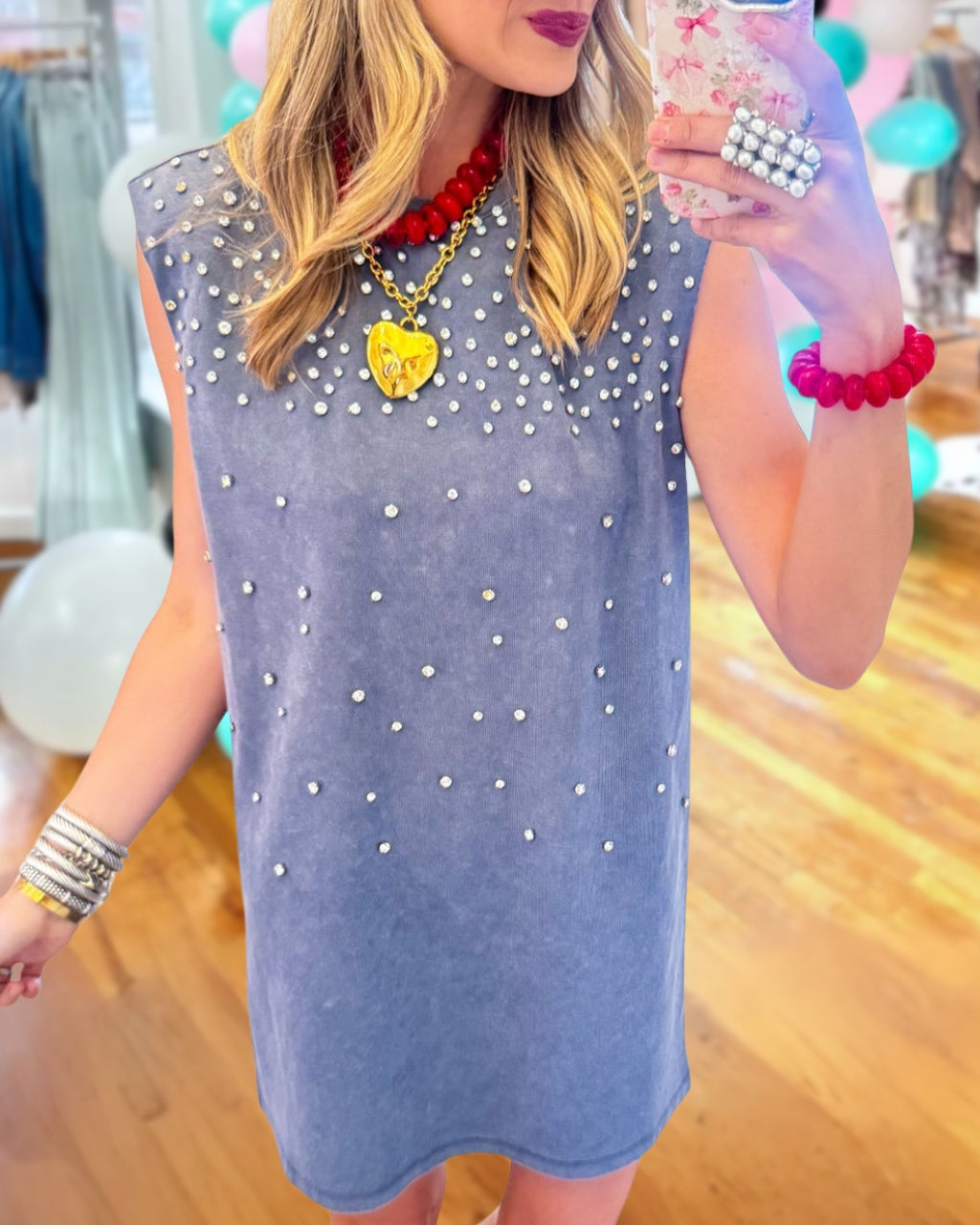 Rhinestone Sleeveless Mini Dress