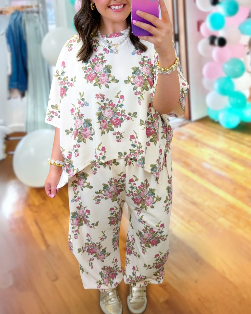 Vintage Floral Print Matching Set