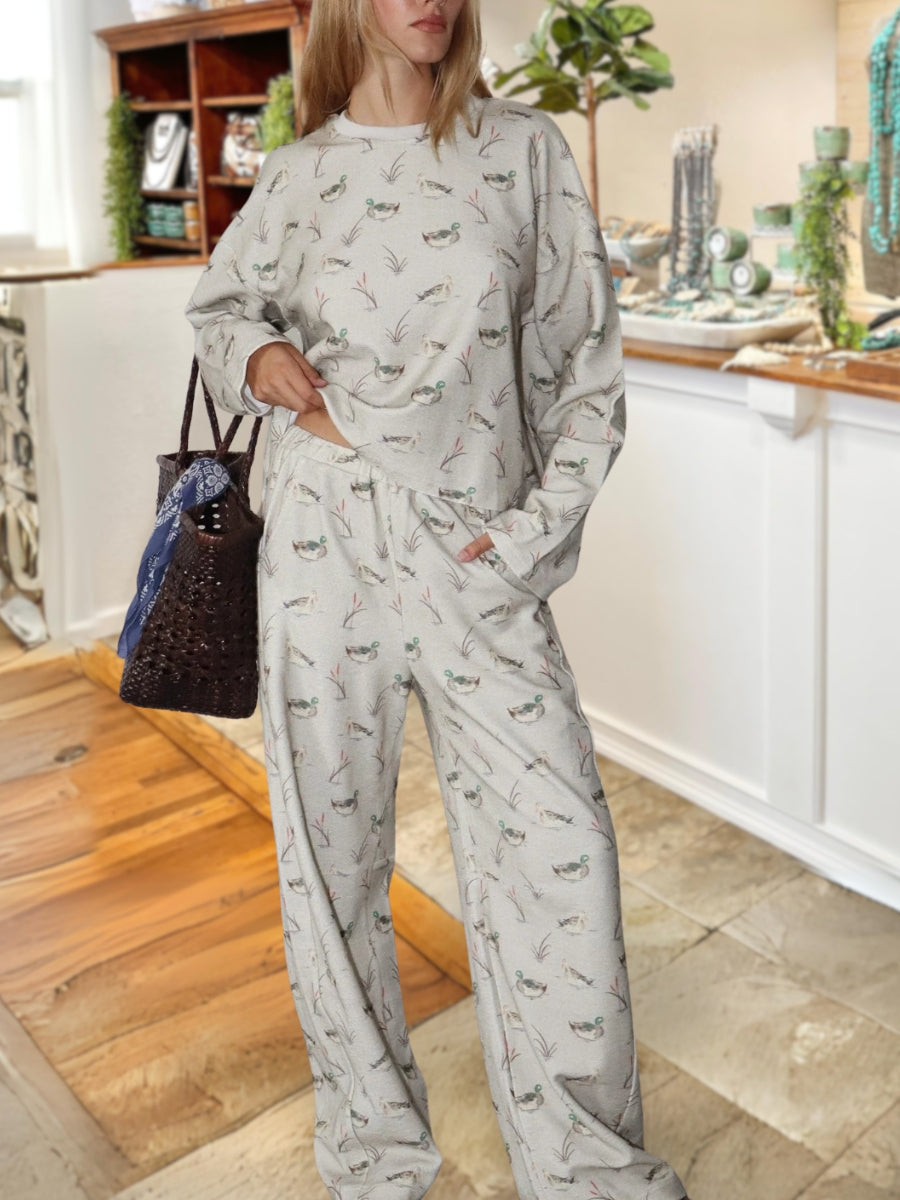 All-Over Mallard Reed Print Pullover
