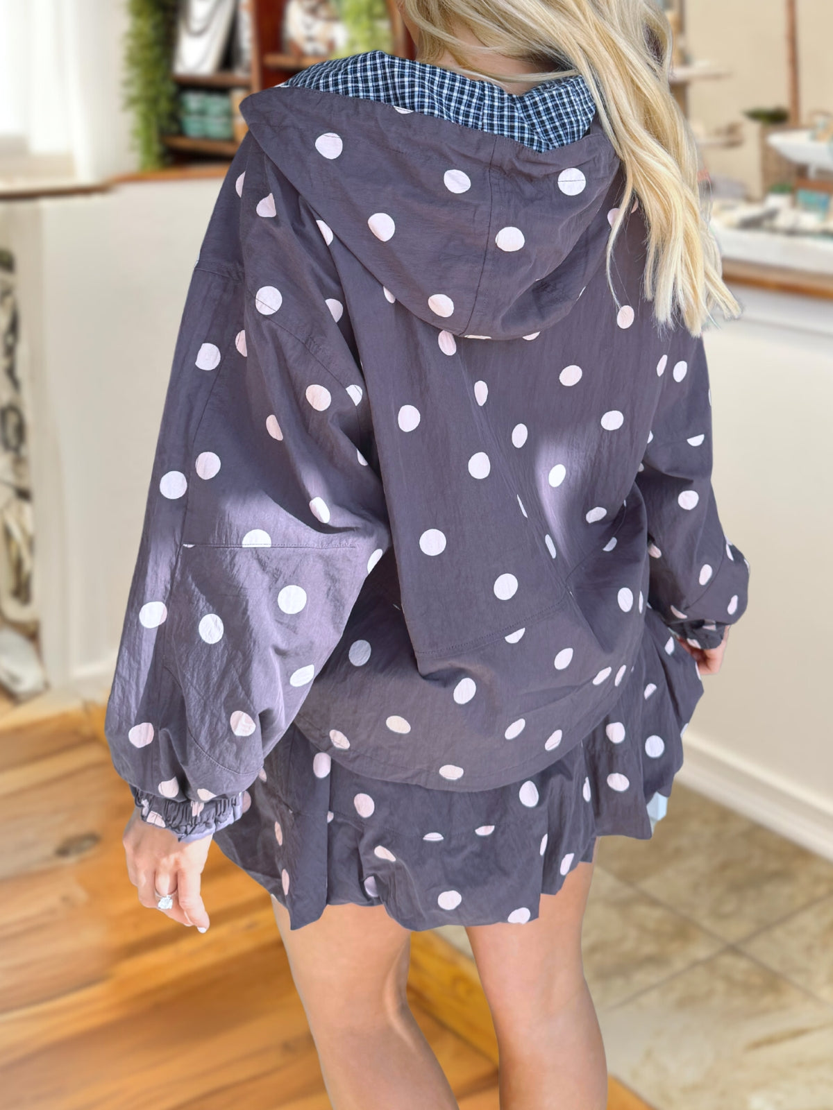 Polka-Dot Balloon-Skirt Jacket Set