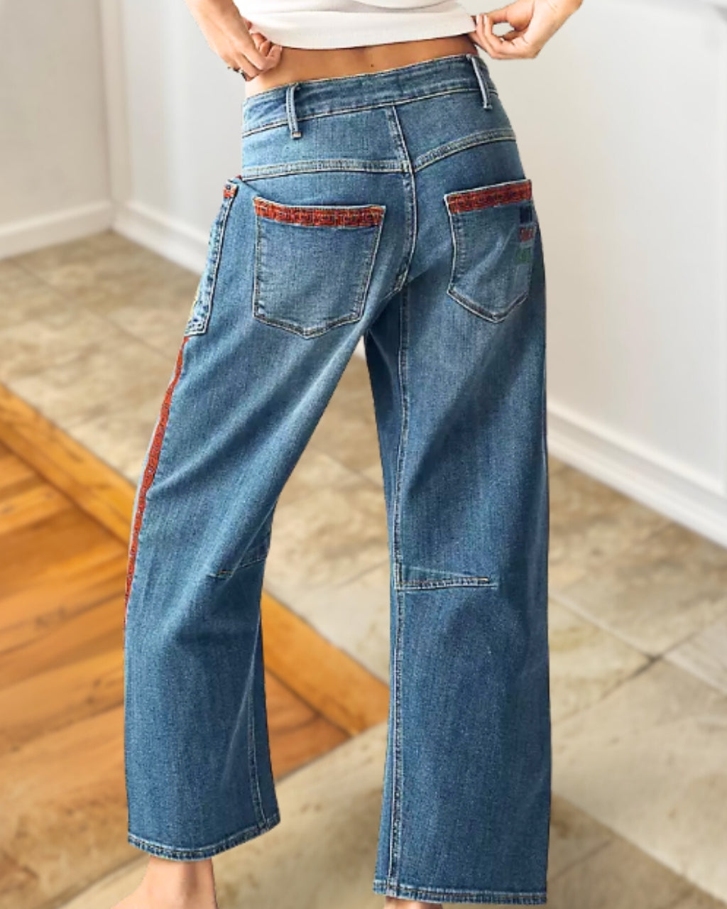 Fun Mahjong Embroidered Jeans