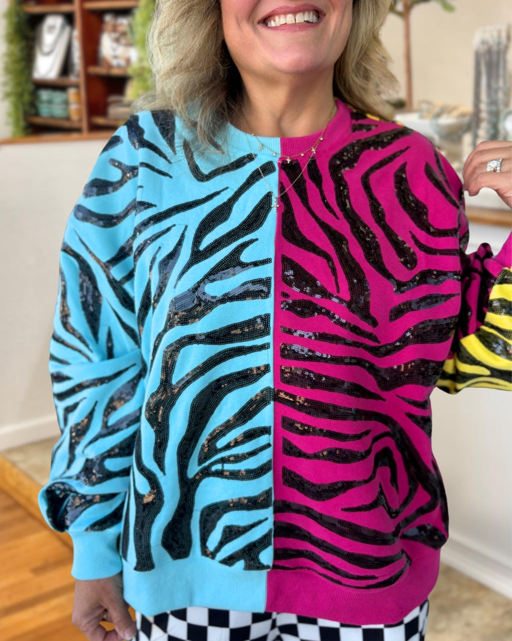 Tiger Sequin Colorblock Sweatshirt