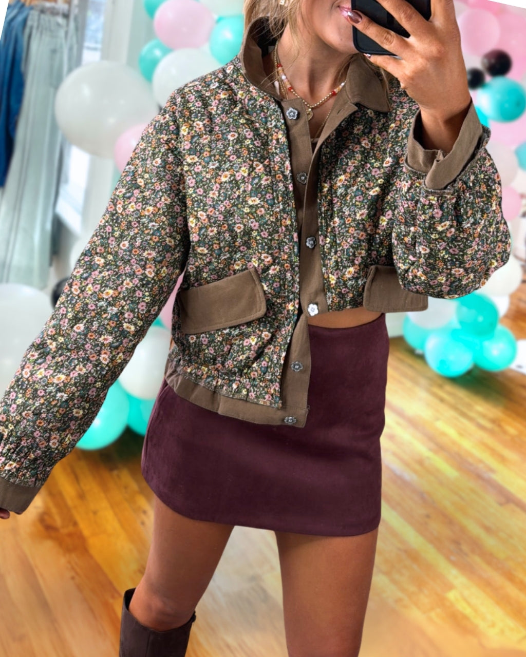 Retro Quilted Floral Jacket