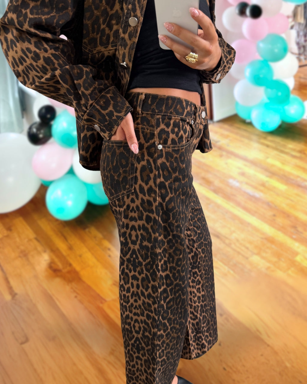 Trendy Washed Leopard Pants