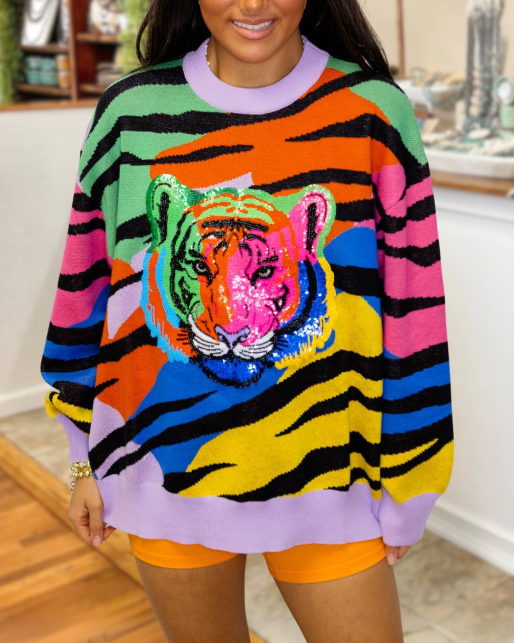 Tiger Sequin Rainbow Sweatshirt