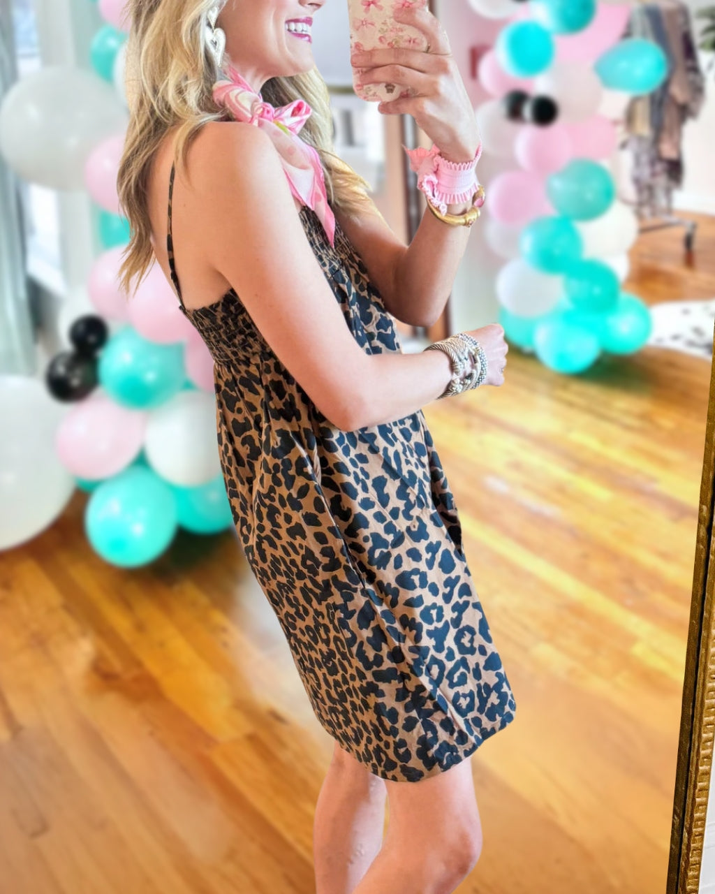 Leopard Pleated Slip Dress