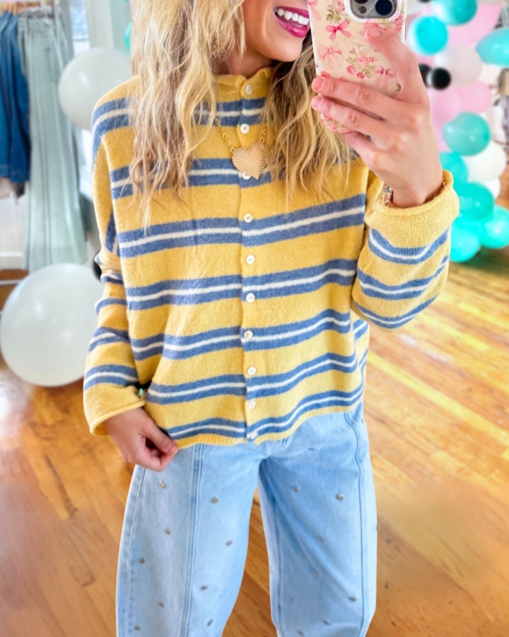 Simple Striped Button Cardigan Top