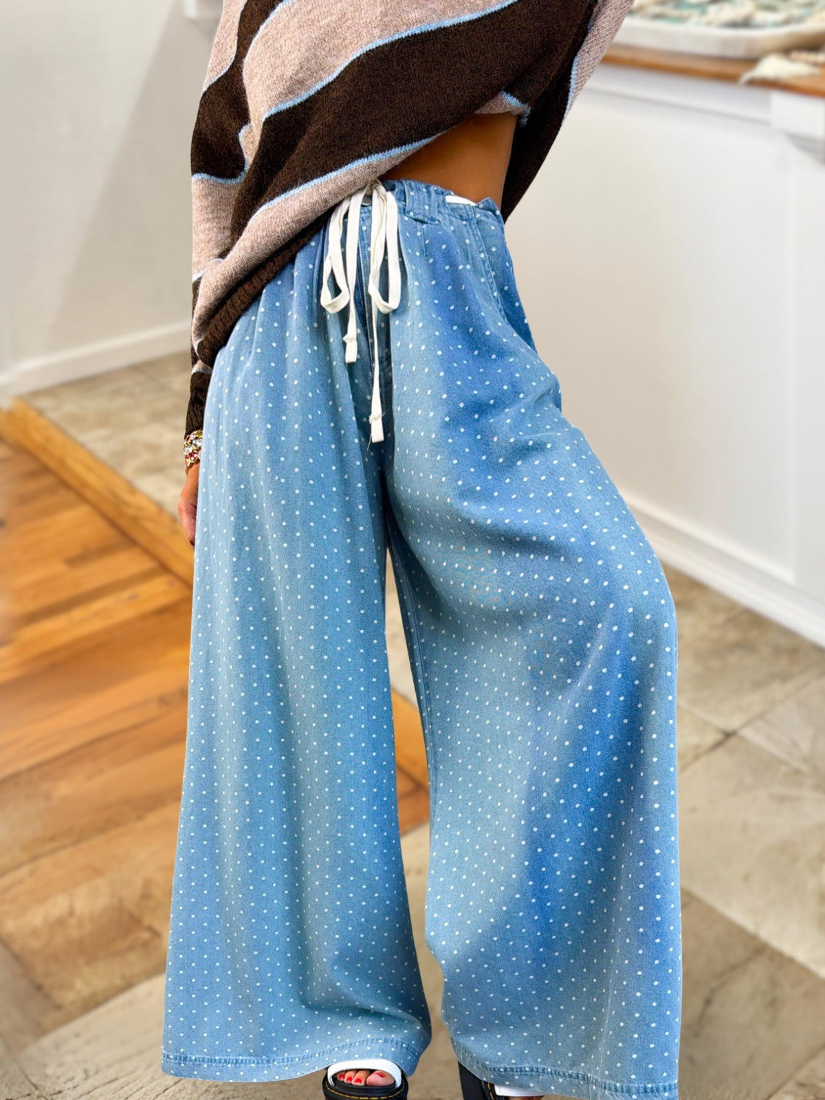 Cute Polka Dot Wide-Leg Pants