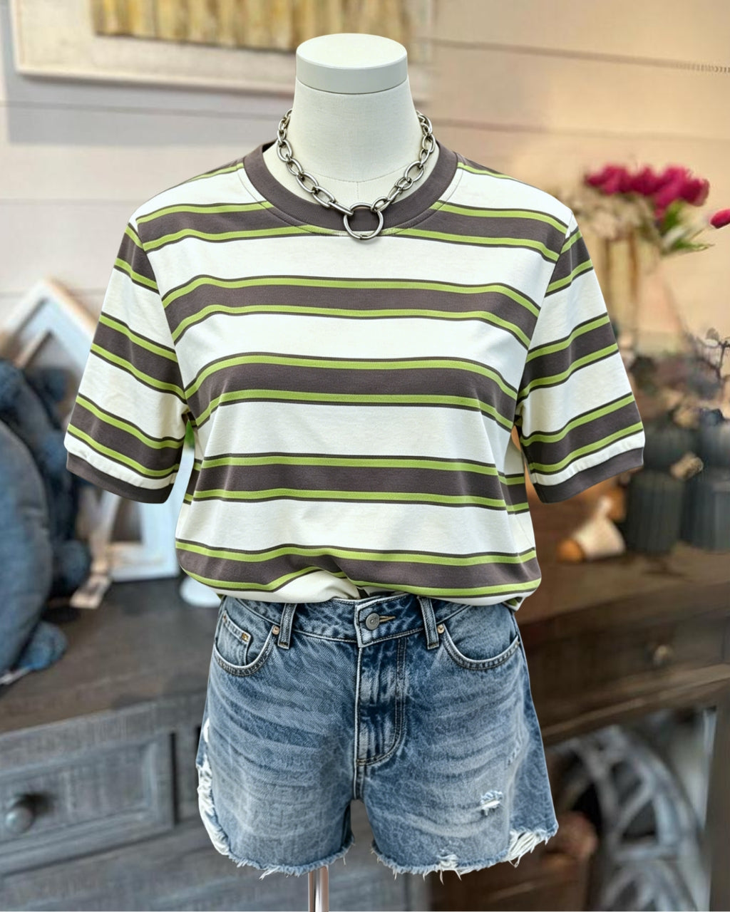 Color-blocked Striped T-shirt